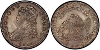 1819 50C Overton 110a AU55