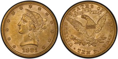1881 $10 AU58