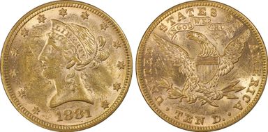 1881 $10 AU58