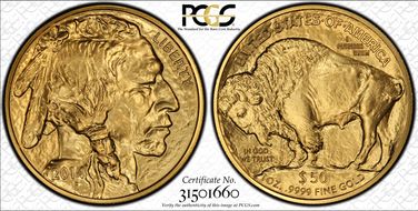 2014 $50 American Buffalo .9999 Fine Gold MS70