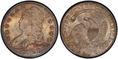 1820 50C O-108 Sq. 2, Lg Date, No Knob MS66+