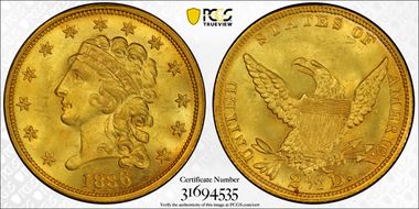 1836 $2.50 HM-8, Block 8 MS66