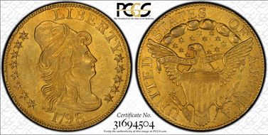 1798 $5 BD-2, Large Eagle, Large 8 MS63