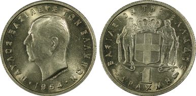 1954 Drachma Hollow Cheek MS66