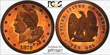 1872 $10 J-1246 PR65RD