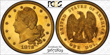 1872 $1 J-1224 PR67+ CAM