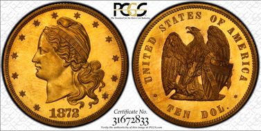 1872 $10 J-1245 PR66+ CAM