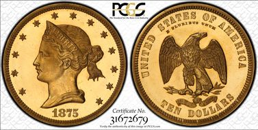 1875 $10 J-1443 PR65CAM