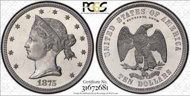 1875 $10 J-1445 PR65CAM