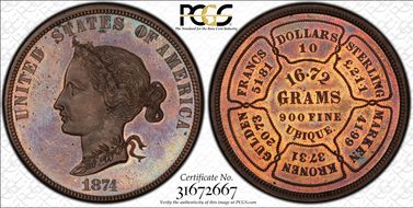 1874 $10 J-1375 PR66BN