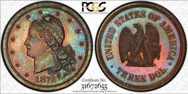 1872 $3 J-1236 PR66RB