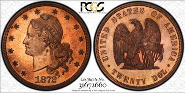 1872 $20 J-1251 PR64RB