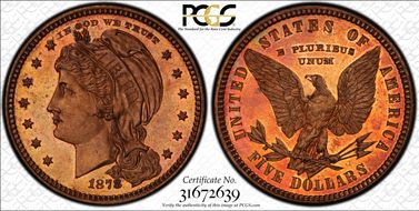 1878 $5 J-1576 PR66RB