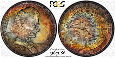 1918 50C Lincoln-Illinois MS66+