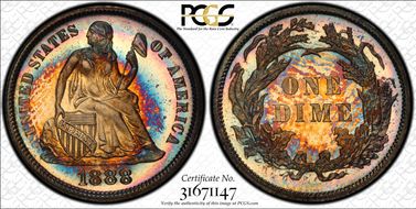 1888 10C PR67+