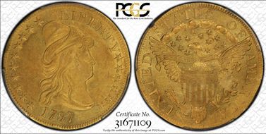 1797 $10 Large Eagle AU58+