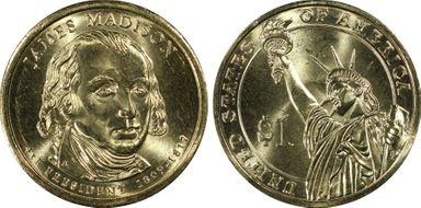 2007-D $1 Weak Edge Lettering Madison - Position A MS65