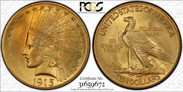 1915 $10 MS66+