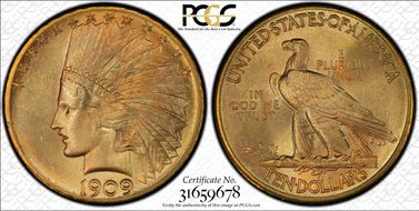 1909-S $10 MS65