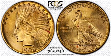 1908-S $10 MS66+