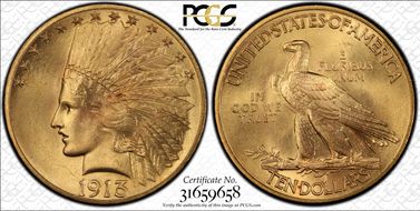 1913 $10 MS66+