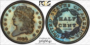 1834 1/2C PR63BN