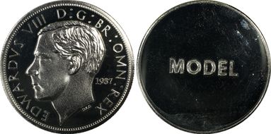 "1937" Medal Edward VIII Piefort RE DRG Obv/Model Rev Ag plated CuNi PR65CAM