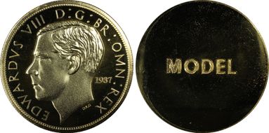 "1937" Medal Edward VIII Piefort RE  DRG Obv/Model Rev Au Plated CuNi PR68CAM