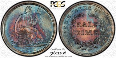 1837 H10C Seated, Large Date MS67