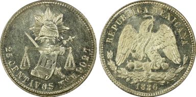 1886-Mo M 25C KM-406.7  Ag MS64