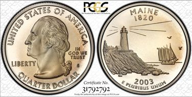2003-S 25C Maine Silver PR69DCAM