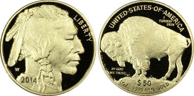 2014-W $50 American Buffalo .9999 Fine Gold PR70DCAM