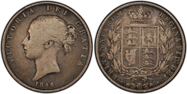 1845 1/2 Cr S-3888 Blundered 5 VG10