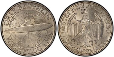 1930-A 3 Mk Zeppelin J-342 MS63