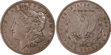 1901 $1 Doubled Die Reverse XF45