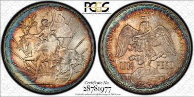 1913/2 Peso Caballito KM-453  Ag MS65