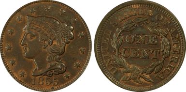 1855 1C Upright 55 MS63BN