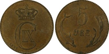 1902 VBP 5 Øre AU58BN