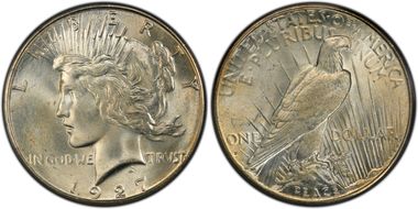 1927-S $1 VAM 3 Doubled Leaves MS64