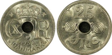 1939 N GJ 25 Øre MS64