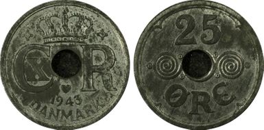 1943 N GJ 25 Øre MS62