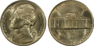 1938-D 5C Jefferson MS65