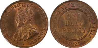 1929 1/2D KM-22 MS65+ RB