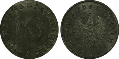 1940-A 10 Pfg J-371 Regular Issue MS63