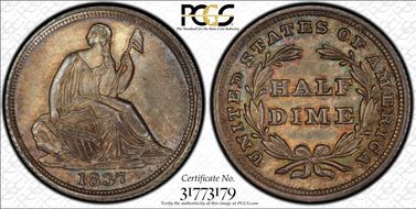 1837 H10C Seated, Small Date MS64+
