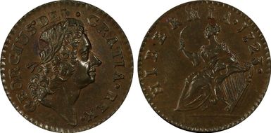 1723 Farth Hibernia, DEI.GRATIA AU58BN