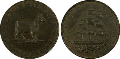 (1838) Token HT-24 Copper Agriculture & Commerce AU58BN