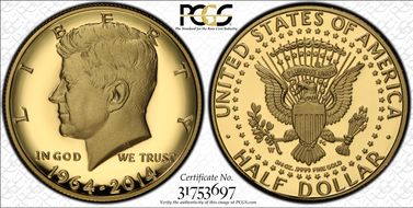 2014-W 50C Gold 50th Anniversary First Strike PR70DCAM