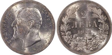 1913 2 Leva KM-32  Ag MS61