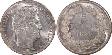 1835-W 5 Fr Gad-678 F-324 MS62